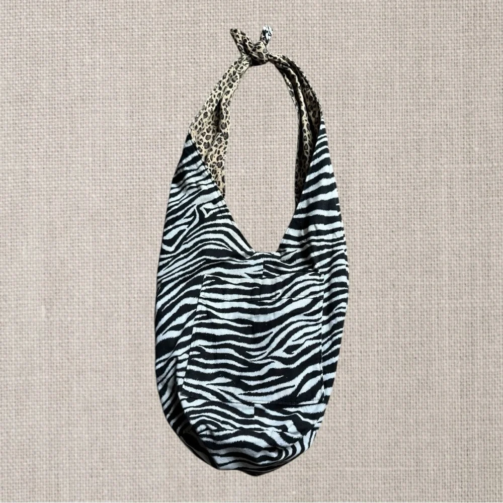 Hand-Crafted Reversible Hobo Bag with Button Closure